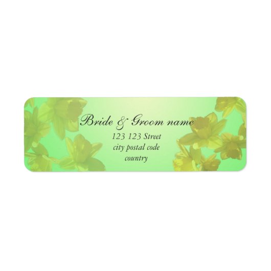 の結婚差出人住所、黄色いチューリップの花 ラベル (正面)
