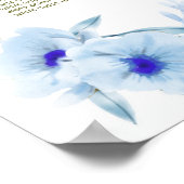 の結婚座席チャート結婚のフローラ・ブルー・金ゴールド ポスター (角)