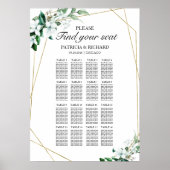 の結婚座席図の記号の幾何学的な緑 ポスター (正面)