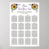 の結婚座席図ひまわり紫色の幾何学的 ポスター (正面)