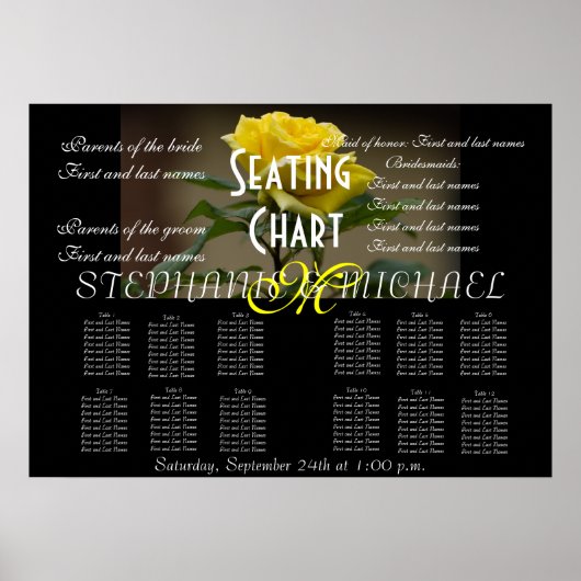 の結婚座席図花花モノグラム名 ポスター (正面)