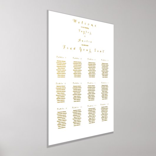 の結婚座席図12表実在金箔 箔ポスター (レイダウン)