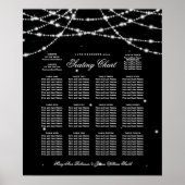 の結婚座席表きらめく文字列（黒） ポスター (正面)