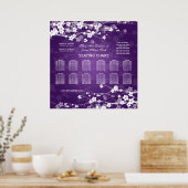 の結婚座席表さくらんぼ咲き紫 ポスター (キッチン)