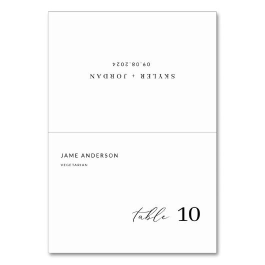 の結婚座席表と食事の選択 テーブルナンバー (正面)