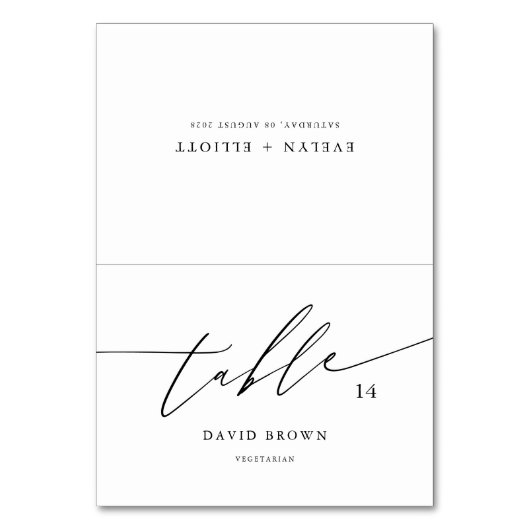 の結婚座席表と食事の選択&メニューオプション テーブルナンバー (正面)