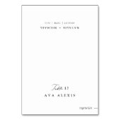 の結婚座席表と食事の選択&メニューオプション テーブルナンバー (正面)