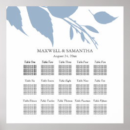 の結婚座席表のエレガントほこりっぽい青葉い ポスター