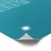 の結婚座席表の文字列きらめくターコイズ ポスター (角)