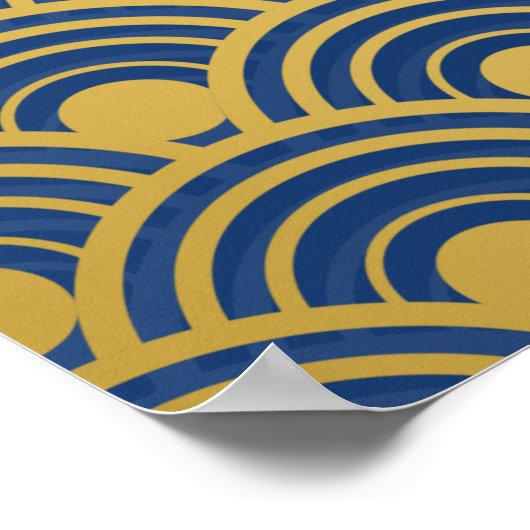 の結婚座席表の斜面青色金ゴールド ポスター (角)