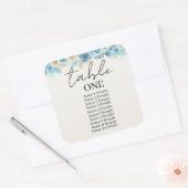 の結婚座席表の番号ゲスト名の追加 スクエアシール (封筒)