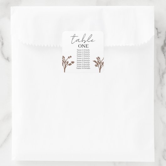 の結婚座席表の番号ゲスト名の追加 スクエアシール (バッグ)