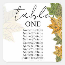 の結婚座席表の番号ゲスト名の追加 スクエアシール