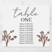 の結婚座席表の番号ゲスト名の追加 スパークリングワインラベル (シングルラベル)