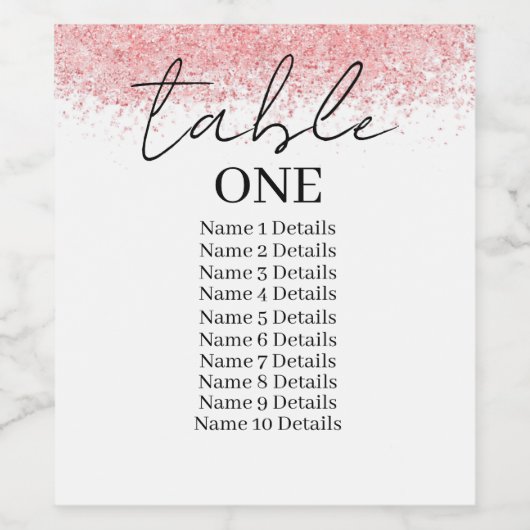 の結婚座席表の番号ゲスト名の追加 ワインラベル (シングルラベル)