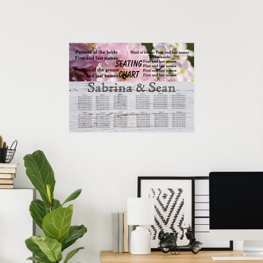 の結婚座席表の花が半分と半分に混じる ポスター (ホームオフィス)
