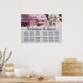 の結婚座席表の花が半分と半分に混じる ポスター (キッチン)