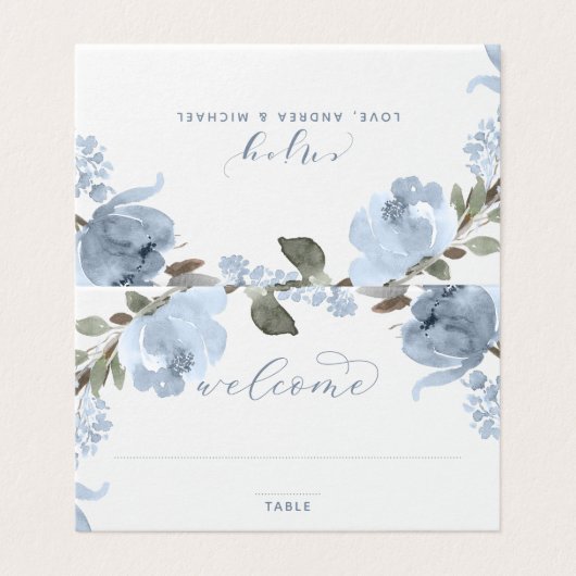 の結婚座席表ほこりっぽいブルーソフトウォーター色 (外部フラット)