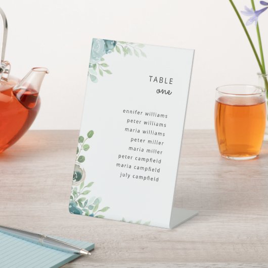 の結婚座席表ほこりっぽい青フローラ 台座サイン (インサイチュ)