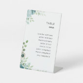 の結婚座席表ほこりっぽい青フローラ 台座サイン (正面)