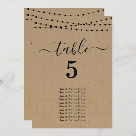 の結婚座席表カード (正面/裏面)