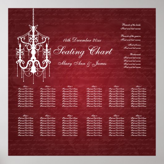 の結婚座席表シャンデリア赤 ポスター (正面)