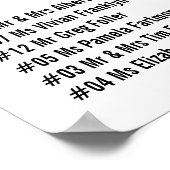 の結婚座席表ポスターホワイトフローラ ポスター (角)