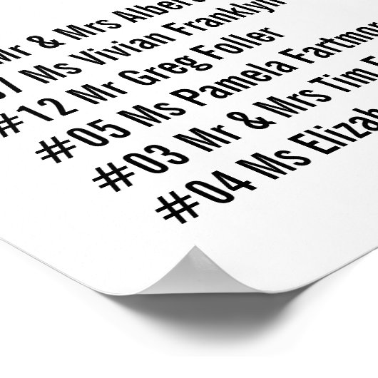 の結婚座席表ポスターホワイトフローラ ポスター (角)