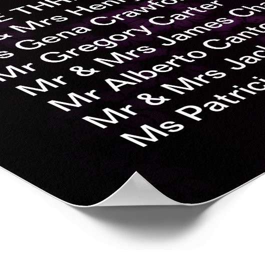 の結婚座席表ポスター紫ヴィンテージ ポスター (角)