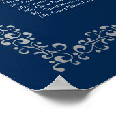 の結婚座席表ポスター |ネイビーとシルバー ポスター (角)