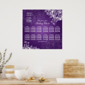 の結婚座席表ヴィンテージ渦巻き紫 ポスター (キッチン)