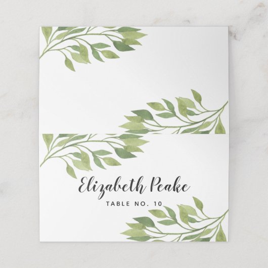 の結婚座席表緑緑の葉テーブルカード プレイスカード (外部開封)