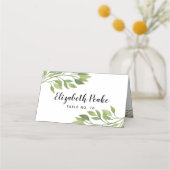 の結婚座席表緑緑の葉テーブルカード プレイスカード (正面)