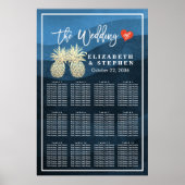 の結婚座席表金ゴールドモダンPineapple Coule ポスター (正面)