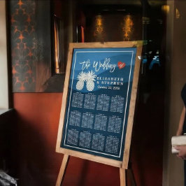 の結婚座席表金ゴールドモダンPineapple Coule ポスター