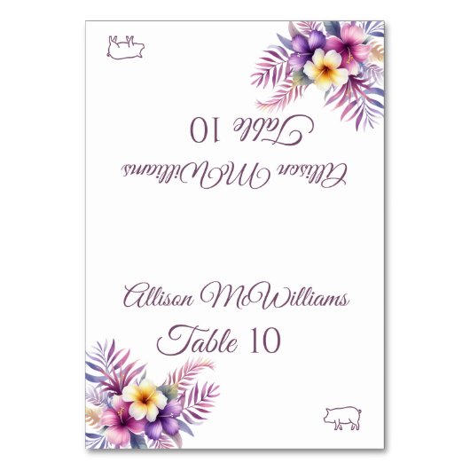 の結婚座席表 – アイランドロマンス – 豚肉アイコン –  テーブルナンバー (正面)