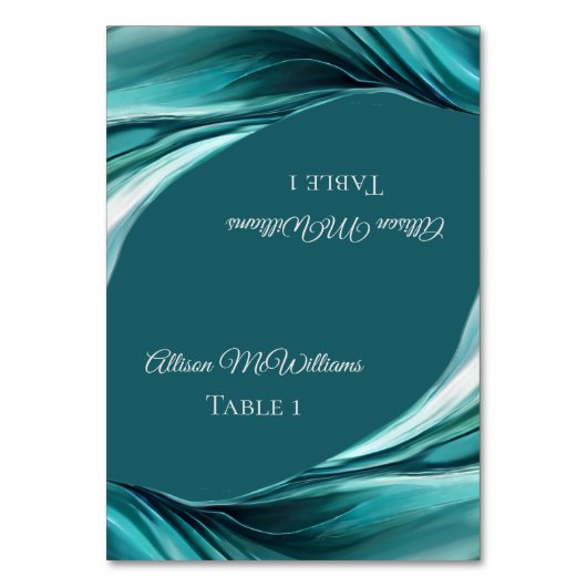 の結婚座席表 – エメラルドグリーン –  テーブルナンバー (正面)