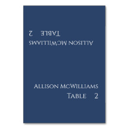の結婚座席表 – ダークブルーとホワイト テーブルナンバー