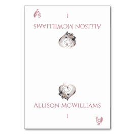 の結婚座席表 – チキンのアイコン – ピンクハート テーブルナンバー