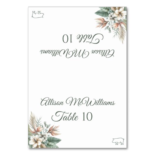 の結婚座席表 – トロピカルエレガンス – ポークのアイコン –  テーブルナンバー (正面)