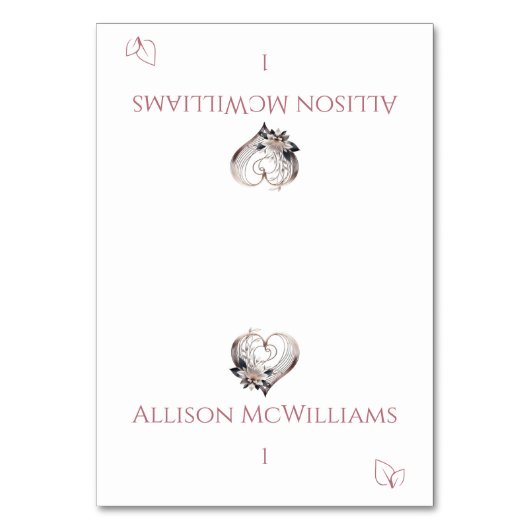 の結婚座席表 – ピンクのハート-ベジタリアンアイコン テーブルナンバー (正面)