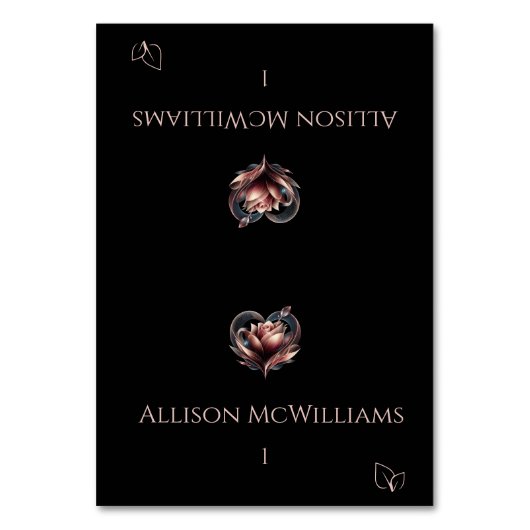 の結婚座席表-ベジタリアンアイコン – バラ テーブルナンバー (正面)