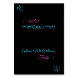 の結婚座席表-ベジタリアン – アイコンブルーとピンク – テーブルナンバー