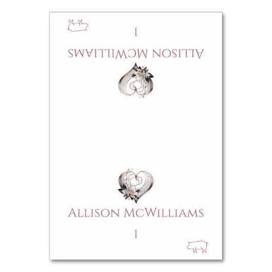 の結婚座席表 – ポークのアイコン – ピモダンンクハート テーブルナンバー (正面)