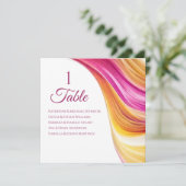 の結婚座席表 – -モダンピンク色オレンジ色 –  招待状 (スタンド正面)