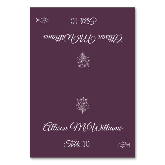 の結婚座席表 – ワイルドフラワーエレガンスフィッシュアイコン –  テーブルナンバー (正面)