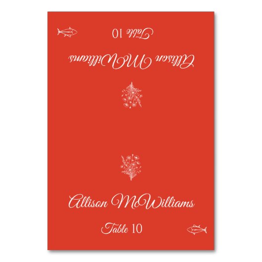 の結婚座席表 – ワイルドフラワーエレガンスフィッシュアイコン –  テーブルナンバー (正面)