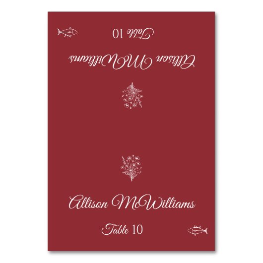 の結婚座席表 – ワイルドフラワーエレガンスフィッシュアイコン –  テーブルナンバー (正面)