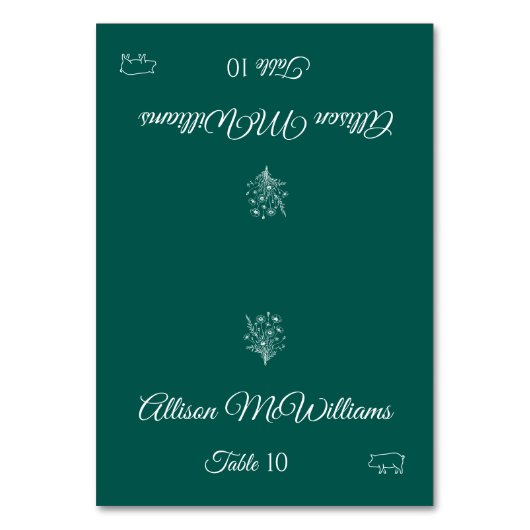 の結婚座席表 – ワイルドフラワーエレガンス – 豚肉アイコン –  テーブルナンバー (正面)