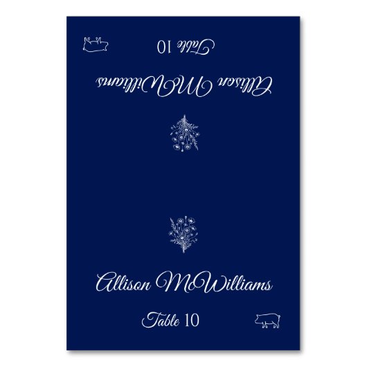 の結婚座席表 – ワイルドフラワーエレガンス – 豚肉アイコン –  テーブルナンバー (正面)